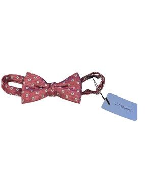 St. DuPont Vintage Silk Red Geometric Patterned Silk Bow Tie